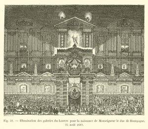Verlichting van de galerijen van het Louvre voor de geboorte van Monseigneur de hertog van Bourgondië, 25 augustus 1682