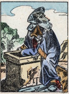 Illustratie van het verhaal "De wolf, de geit en de zeven biquets" Houtsnede van Imaging Pellerin - Epinal, sd. Eind 19e eeuw. door French School
