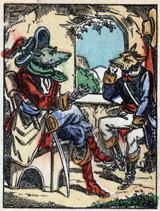 Illustratie van het verhaal "De wolf, de geit en de zeven biquets" Houtsnede van Imaging Pellerin - Epinal, sd. Eind 19e eeuw. door French School