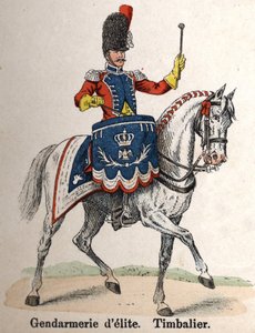 Keizerlijke Garde Napoleon I: Elite Gendarmerie - Timbalier. Plaat uit het boek Les Uniforms de l