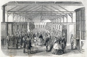 Keizerin Eugenie en de keizerlijke prins bezoeken de Bank van Frankrijk, 23 juni 1866 - gravure in Le MONDE Illustré van 07/07/1866 door French School