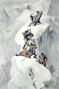 Incident voor het bereiken van de Grands Mulets in de vallei van Chamonix door French School