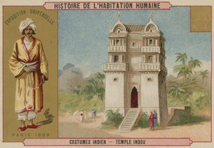 Indiase kostuum en een Hindoe tempel