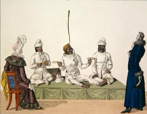 Indiase jongleurs die een balansact uitvoeren, plaat 87 uit le Bon Genre, c.1810 door French School
