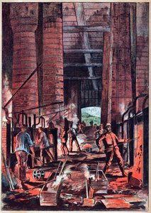 Industriële Revolutie - Puddling oven - Puddler Ovens (Puddlage) - Gravure in 