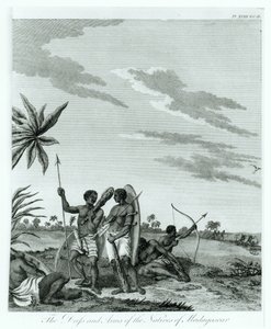 Inwoners van Madagaskar, uit deel 2 van Herinneringen en Reizen van Graaf Benyowsky, gepubliceerd 1790 door French School
