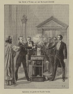 Inwijding van een Royal Arch Mason in de York Rite (gravure) door French School