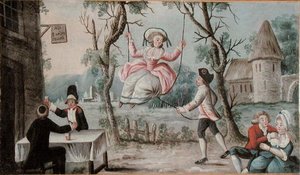 Herbergteken geschilderd voor een taverne met de Drie Orden herenigd, ca. 1789