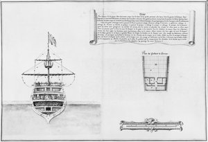 Binnenste boeg van een schip, illustratie uit de Atlas de Colbert, plaat 46 door French School