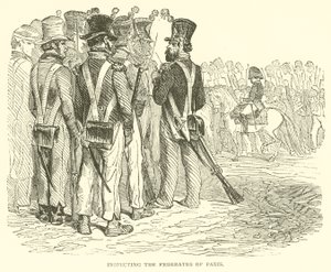 Inspectie van de Federates van Parijs (gravure) door French School