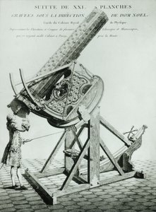 Instruments doptique door Dom Noel, de eerste in een serie van 21 platen met telescopen en microscopen