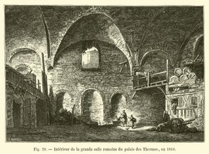 Interieur van de grote Romeinse zaal van het Thermenpaleis, in 1810 door French School