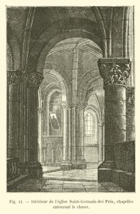 Interieur van de kerk Saint-Germain des Prés, kapellen rondom het koor door French School