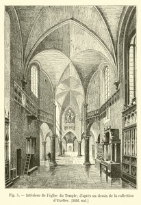 Interieur van de kerk van de Tempel; naar een tekening uit de collectie van d