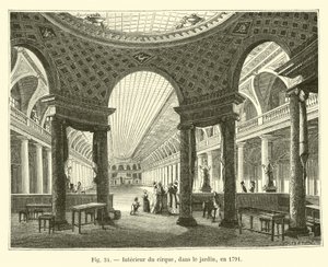 Interieur van het circus, in de tuin, in 1791 door French School
