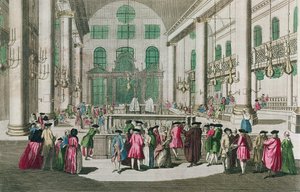 Interieur van een synagoge tijdens het Poerimfeest door French School