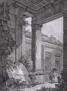 Interieur van de Tempel van Diana, Nimes, uit Antiquités de la France: Vol I, Monuments de Nimes door French School