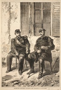Interview tussen Napoleon en Bismarck in Doncherry, illustratie uit Cassells Geschiedenis van de Oorlog tussen Frankrijk en Duitsland, 1870-1871