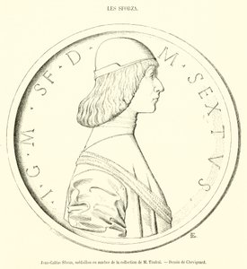 Jean-Galeas Sforza, marmeren medaillon uit de collectie van M Timbal door French School