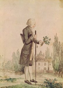 Jean-Jacques Rousseau verzamelt kruiden in Ermenonville door French School