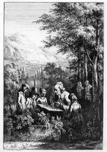 Jean-Jacques Rousseau leert een groep kinderen