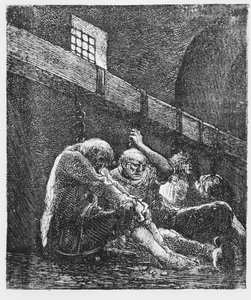 Jean Valjean in de Gevangenis, Illustratie uit Les Miserables, door Victor Hugo, 1865
