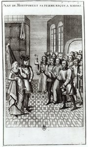 Jean de Bretagne (1293-1345) Graaf van Montfort, en zijn vrouw worden verwelkomd in Nantes door French School