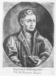 Johann Reuchlin (gravure) door French School