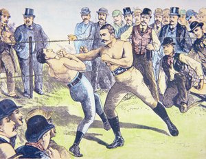 John L. Sullivan tegen Charlie Mitchell op 10 maart door French School