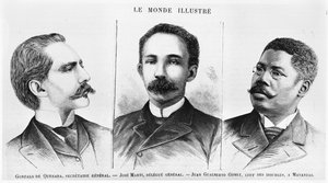 Jose Marti (1853-95), Gonzalo de Quesasa (1868-1915), Juan Gualberto Gomez (1854-1933), illustratie uit Le Monde Illustre, 16 maart 1895 door French School