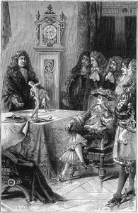 Joseph Guichard (Joseph Guichard) Du Verney (Duverney) (1648-1730) geeft een anatomieles aan de hertog van Bourgondië Louis van Frankrijk (1682-1712). 18e eeuw. Gravure uit 1878.