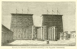 Karnak, de Binnenplaats, gerestaureerd volgens de Egyptische Commissie door French School