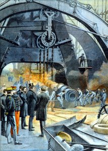 Koning Carlos I (Karel I van Portugal) bij de Ateliers du Creusot in "Le Petit Parisien" van 26/02/1899 door French School