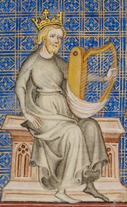 Koning David uit de Bible Historiale, ca. 1360-70 door French School