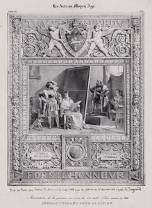 Koning Frans I van Frankrijk poseert voor zijn portret door de Italiaanse schilder Titian door French School
