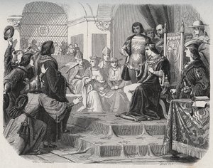 Koning Lodewijk XII uitgeroepen tot vader van het volk bij de Staten-Generaal van Tours op 14 mei 1506