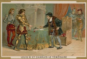 Koning Lodewijk XI van Frankrijk en Karel de Stoute, hertog van Bourgondië
