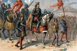 Koning van Frankrijk Karel VIII (1470-1498) betrad Napels, Italië, 22 februari