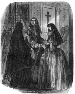 Koning van Frankrijk Lodewijk XIV (1638-1715) met Louise Francoise de la Valliere (1644 - 1710). Gravure uit de 19e eeuw.