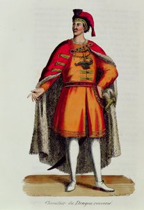 Ridder van de Hongaarse Orde van de Draak omvergeworpen, illustratie uit Histoire et Costumes des Ordres Monastiques door Pierre Helyot (1660-1716), 1842 door French School