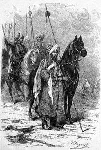 Koerdische soldaten in 1877 tijdens de Oosterse Oorlog (1875-1878) ook wel de Turks-Russische Oorlog genoemd. Gravure in 