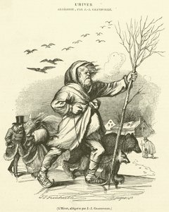 De Winter, allegorie (gravure) door French School