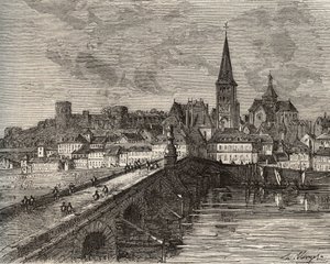 La Charité-sur-Loire - Nièvre, in de regio Bourgondië - gravure in 