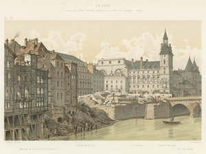 La Cité, tussen de Pont Notre-Dame en de Pont au Change, 1800 door French School