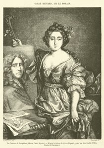 De gravin van Feuquieres, dochter van Pierre Mignard (gravure)