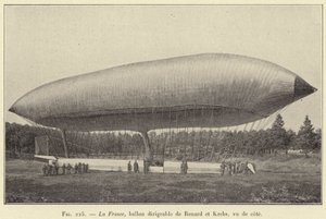 La France, luchtschip van Renard en Krebs, zijaanzicht door French School