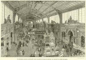 De grote centrale galerij, genaamd de dertig meter galerij, in het Paleis van Champ de Mars door French School