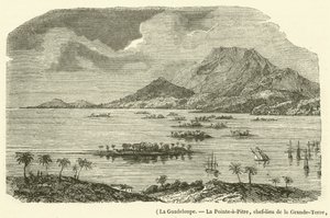 Guadeloupe, La Pointe-à-Pitre, hoofdplaats van Grande-Terre, gedeeltelijk verwoest door de aardbeving van 8 februari 1843 door French School