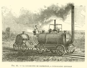 De Locomotief van Blenkinsop, met Centrale Tandheugel (gravure) door French School