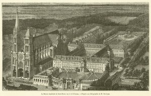 Het keizerlijke huis van Saint-Denis gezien vanuit vogelperspectief